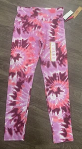 Justice Girls Pink Tie Dye Leggings Plus Size 12/14 Full Length Elastic Waist - Picture 1 of 4