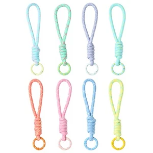 8x Cordon Tressé Porte-clés Téléphone Portable Corde Sangle Chaîne de Poignet avec Clips à Ressort - Photo 1 sur 7