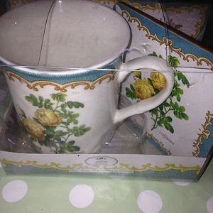Fine Bone China Rosa Sulfurea Flowers Cup & Drinks Mat - Leonardo Collection - Picture 1 of 5