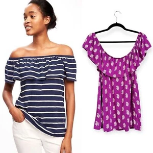 Nuevo sin etiquetas Top Columpio Antiguo Azul Marino Berries Galore Fuera del Hombro Talla: XL - Imagen 1 de 5