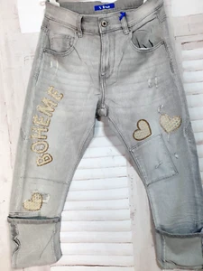 💋Sexy Woman coole Jeans Umschlag Boheme Druck grau Gr.S/38-XL/44 - Bild 1 von 7