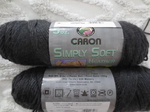 2 - 5 oz.  Caron SIMPLY SOFT HEATHER acrílico 4 capas #9508 HILO DE BREZO CARBÓN - Imagen 1 de 4
