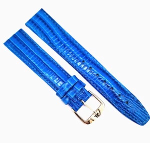 Uhrenarmband Jacques Lemans 18mm Teju-Eidechse Uhrband Kalbsleder hell blau/ 34 - Picture 1 of 5