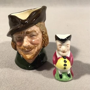 PV08737 Vintage Mini Toby Jug Pair Royal Doulton ROBIN HOOD Denton PUNCH - Picture 1 of 15