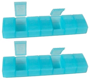 2 x Tupperware 7 días píldora Vitamin Advil Keepers color aguamarina con Braille nuevo - Imagen 1 de 2