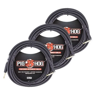 3x Pig Hog Tour Grade 18.5ft 1/4"-1/4" Cables - Straight to Right Angle - Picture 1 of 2
