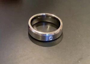 Tunsten Carbide Wedding Band Brushed Center Diamond Men’s/Womens Ring Sz 7 3/4 - Picture 1 of 3
