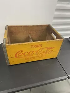 Vtg Coca Cola Yellow Crate 8” Tall New York City Wood Coke Soda Bottle Carrier - Picture 1 of 9