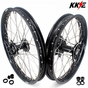 KKE 21/19 Cast Wheels Rims For HONDA CRF450X 2019-2025 CRF450RX Black Hub - Picture 1 of 12