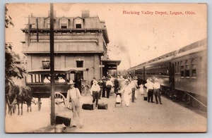 Hocking Valley Railroad Depot Logan Ohio OH 1915 Postcard - Picture 1 of 2