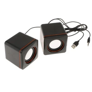 3.5mm Portable Wired Stereo Super Bass Computer Notebook Speaker Black - Afbeelding 1 van 6