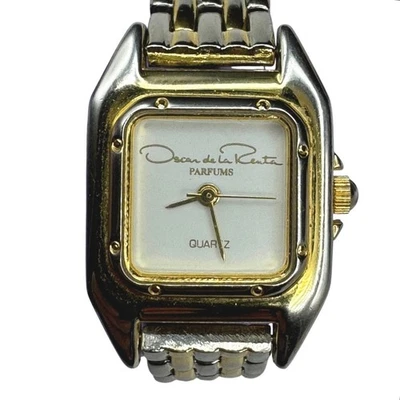 Vintage Oscar De La Renta Parfums Women Fashion Two Tone Square Quartz Watch - Image 1 of 4