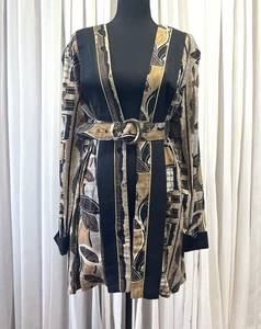 Blazer vintage con cintura taglie forti tg16 - motivo astratto/geometrico/floreale - Foto 1 di 7