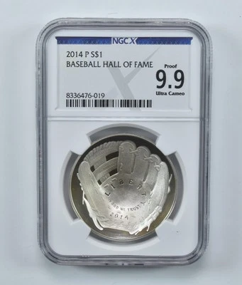 2014-P Baseball Hall Of Fame Commemorative Silver Dollar Proof 9.9 UCAM NGCX - Image 1 of 4