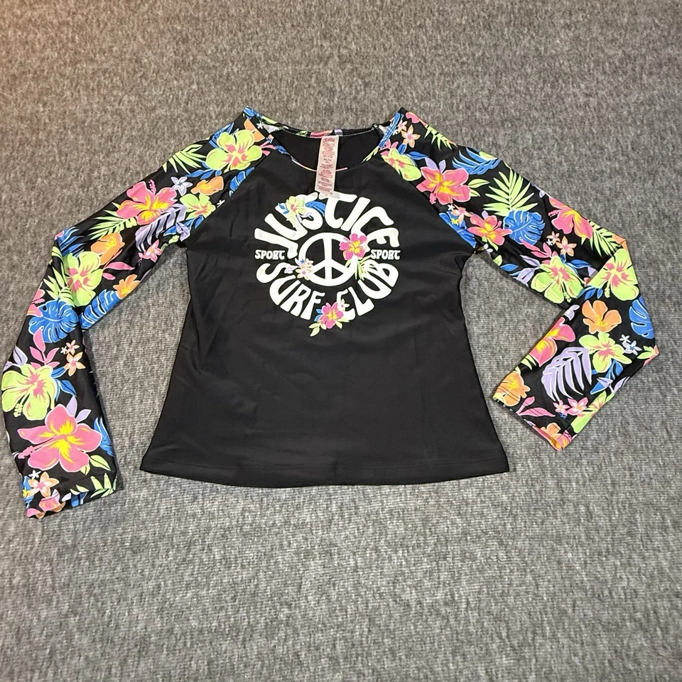 Pullover JUSTICIA Retro Surf Rashguard Niñas Talla M (10) Manga Larga Floral Paz Foto 1 de 4