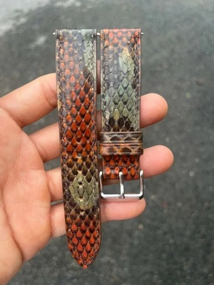 Correa de reloj de cuero de serpiente 26 mm 24 23 22 21 20 19 18 17 16 14 12 gris rojo Foto 1 de 3