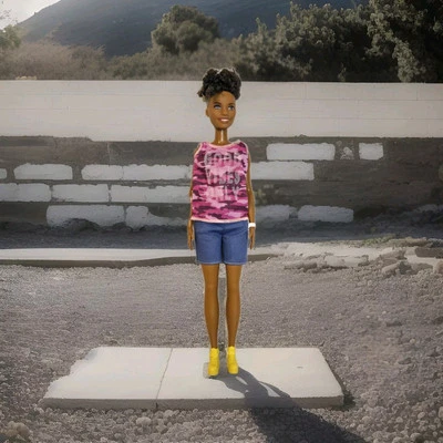 Barbie Fashionista Muñeca AA Buenas Vibraciones Camisa Rosa Lados Afeitados Top Rizado Usado en Excelente Condición C277 Foto 1 de 4