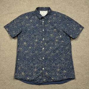 Quiksilver Men's Shirt Size M Blue Short Sleeve Button Up Short Sleeve Surfer - Picture 1 of 7