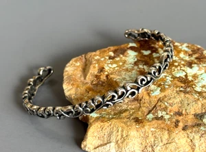 CAROLYN POLLACK Sterling Silver Filigree Swirl Scroll Stack Cuff Bracelet Size M - Picture 1 of 8