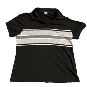 Vintage 90's Op Ocean Pacific Kids Child's Polo Collar Shirt Black Striped Large - Picture 1 of 9