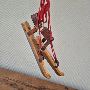 Vintage 1950s Dutch Primitive Handmade Ice Skates Wooden Frysian RARE MODEL - Picture 1 of 6