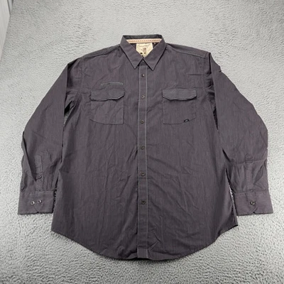 Coastal Shirt Mens XXL Gray Striped long Sleeve Button Up Pockets Mechanic - Image 1 of 4