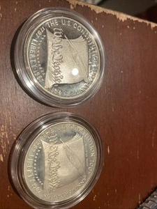 1987 S US SILVER PROOF CONSTITUTION COIN WITH COA & BOXES. 2 SETS - Picture 1 of 8