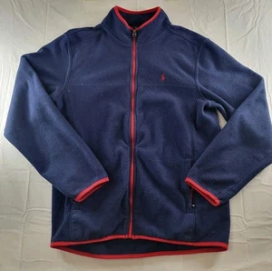 Polo Ralph Lauren Jacket Boys Size XL 18-20 Blue Red Trim Fleece Full Zip Y2K - Picture 1 of 13