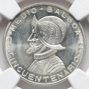 1953 Panama 1/2 Balboa SILBER 0,900 1/2B FINE Republic Anniversary Coin NGC MS64 - Bild 1 von 5