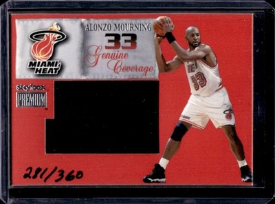 Camiseta deportiva Skybox Premium Alonzo Mourning 1999-00 cobertura genuina #281/360 Heat Foto 1 de 2