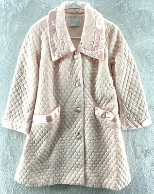 Vintage Gossard Artemis Jacket Womens Sz 10 Pink Quilted Button Down Bed Robe - Imagem 1 de 4
