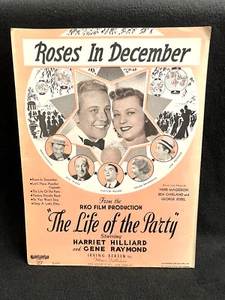 Roses in December Sheet Music 1937 from The Life of the Party Film Irving Berlin - Picture 1 of 3