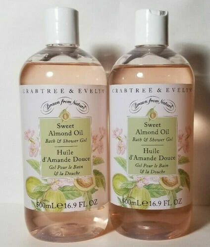 2 Crabtree & Evelyn SWEET ALMOND OIL Bath & Shower Gel Foaming 16.9 oz ea - Image 1 of 1