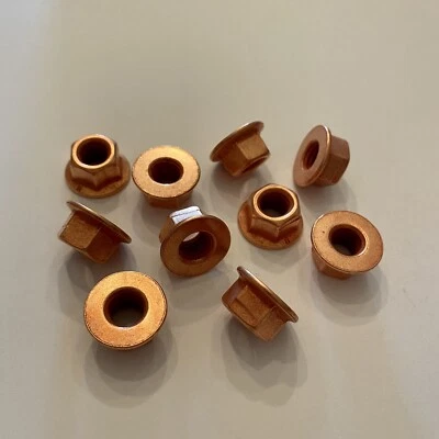 10 Pezzi Dado in Rame M8 SW12 con Fascia Autobloccante Thermag Collettore di Scarico - Immagine 1 di 4