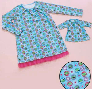 Matching Girl & 18" Doll Nightgowns Set Sz 6-16 Frog Pajamas Fits American - Picture 1 of 1