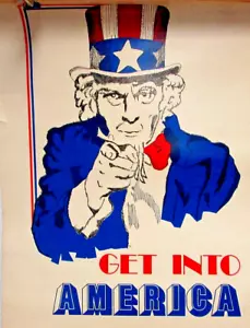 Póster Original Tío Sam Get Into America Patriótico Gobierno de Estados Unidos Bicentenario - Imagen 1 de 8