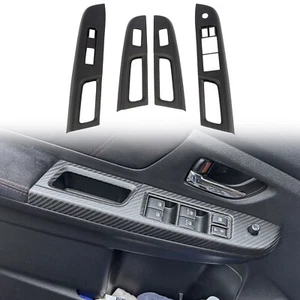 Cubierta de botón de interruptor de elevación de ventana de fibra de carbono real 4 piezas para Subaru WRX STI 2017 - Imagen 1 de 8
