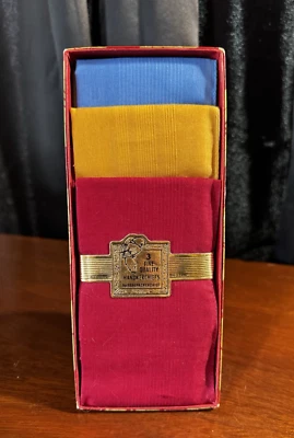 PAÑUELOS VINTAGE Algodón Color Azul, Dorado, Rojo en Caja Original Gran Regalo Foto 1 de 4