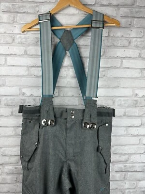 686 Gray Plaid Ski Pants With Suspenders Men Size Small - Image 1 of 4