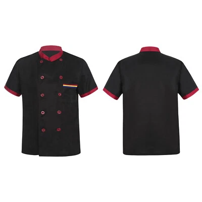 Hot Chef Coat Short Sleeve Chef Jacket Restaurant Kitchen Cooking Uniform Unisex - Image 1 of 4