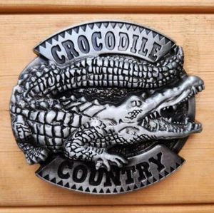COCODRILO COUNTRY CAIMÁN CAIMÁN FLORIDA HEBILLA DE CINTURÓN PLATA - Imagen 1 de 2