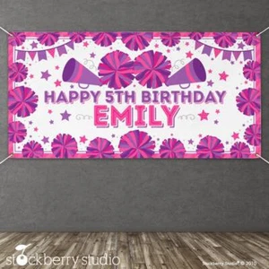 Cheerleading Birthday Party Vinyl Banner Personalized Cheer Decoration - Picture 1 of 3
