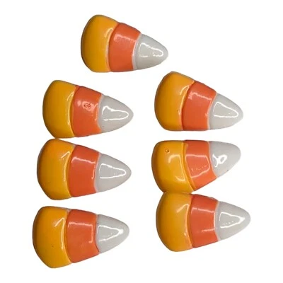 Lot 7 Vintage Halloween Candy Corn Shank Buttons Sewing Crafting 20mm x 12mm - Image 1 of 4