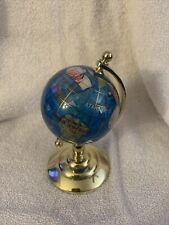 Handsome Colorful Inlaid Semi Precious Stones World Globe With Metal Stand 