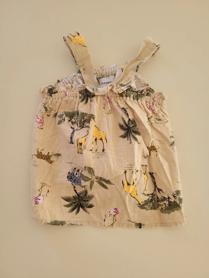 Camisa Top OLD NAVY Bebé Infantil Niñas Talla 12 18 M Meses Safari Selva Flamenco Foto 1 de 2