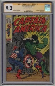 Captain America CGC 9.2 OW/W Pgs Signatures Series SS Jim Steranko 1969 Marvel - Picture 1 of 2