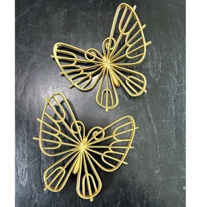 Plastic Golden Butterflies- Wall Hangers- Set of 2 MCM LXXV11- some wear - Picture 1 of 6