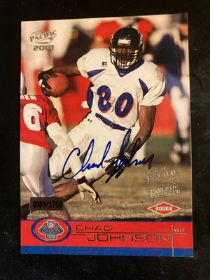 Chad Johnson 2001 Pacific On Card autógrafo automático radiocontrol Cincinnati Bengals/1750 Foto 1 de 2