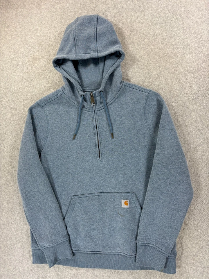 Sudadera con Capucha Carhartt Relxed Fit 1/4 Cremallera (Mujer XL) Azul Foto 1 de 4