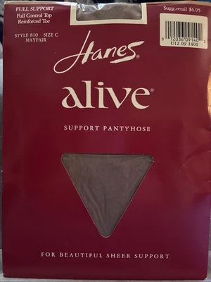 Hanes Alive Full Support Pantyhose Control Top Reinforced Toe Sz C Mayfair Beige - Image 1 of 4